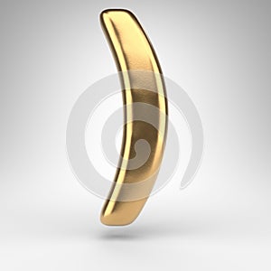 Right round bracket symbol on white background. Golden 3D sign with gloss metal texture.
