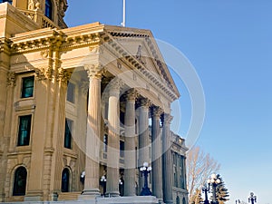 Right side close up to the Alberta Legislature Building, Legislative Assembly of Alberta and the Executive Council