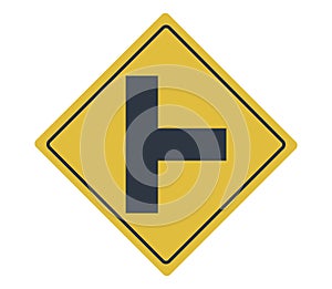 Right side road intersection sign. Flat design.