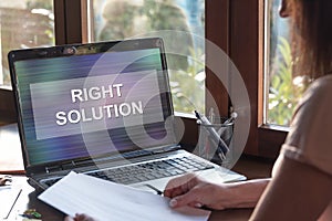 Right solution concept on a laptop screen