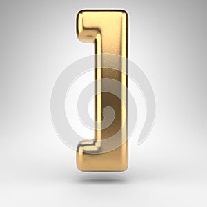 Right square bracket symbol on white background. Golden 3D sign with gloss metal texture.