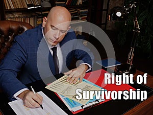 Right of Survivorship sign on the black chalkboard photo