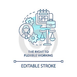 Right to flexible working blue concept icon
