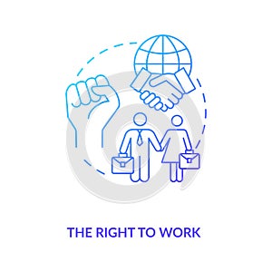 The right to work blue gradient concept icon