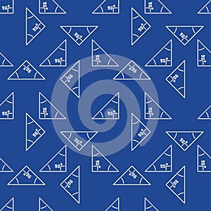 Right Triangle vector Maths 90 degree angle concept blue line seamless pattern