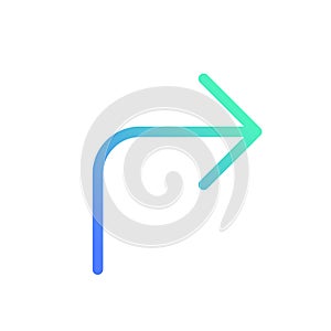 Right turn arrow pixel perfect gradient linear ui icon