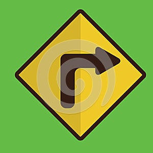 Right turn road sign. Vector illustration decorative design