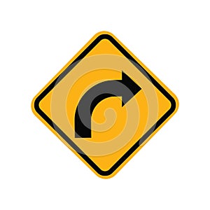 Right turn road sign. Vector illustration decorative design