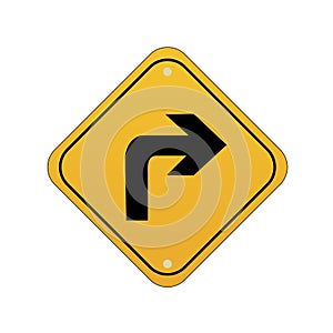 Right turn road sign. Vector illustration decorative design