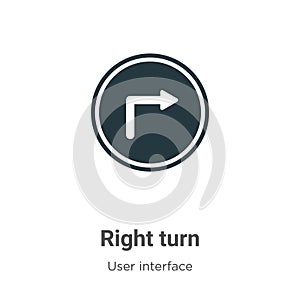 Right turn vector icon on white background. Flat vector right turn icon symbol sign from modern user interface collection for