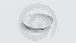 Right View 3D Illustration White Marble Plate 30cm on a White Background