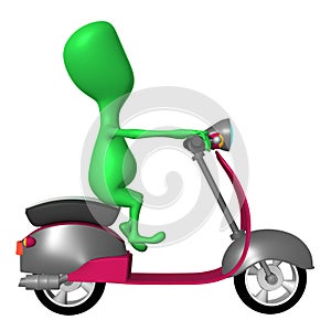 Right view green puppy ride on scooter