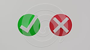 Right-wrong approved-declined yes-no sign 3D render illustration