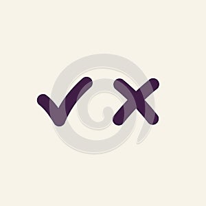 Right and wrong check mark vector icons