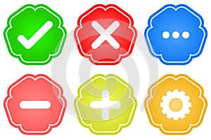 Right wrong cross customize Jagged shape colors icon set