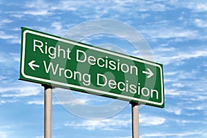 Right Wrong Decision Road Sign roadside signpost