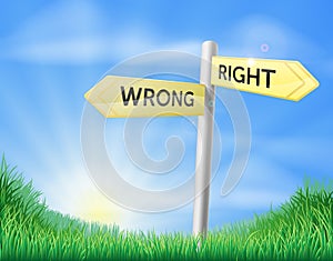 Right or wrong decision sign