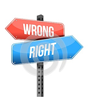 Right, wrong road sign