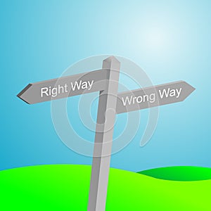 Right and wrong way sign