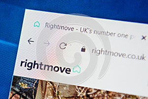 Rightmove.co.uk Web Site. Selective focus.