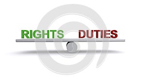 Rights duties balance on white