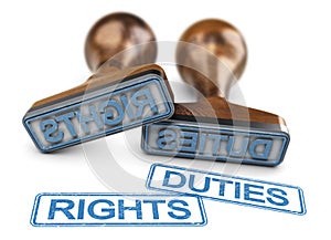 Rights And Duties Words Over White Background