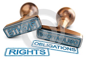 Rights And Obligations Words Over White Background