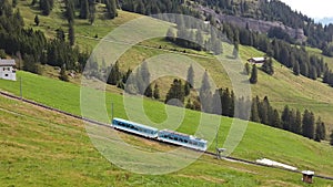 Rigi Kulm railways and blue train