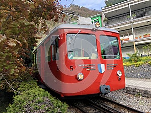 Rigi Mountain railway or Rigi Bergbahnen First cogwheel railway in Europe or die erste Bergbahn Europas photo