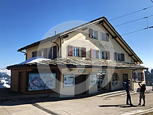 Rigi Mountain railways or Rigi Bergbahnen First cogwheel railway in Europe or die erste Bergbahn Europas photo