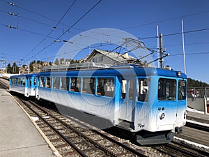 Rigi Mountain railways or Rigi Bergbahnen First cogwheel railway in Europe or die erste Bergbahn Europas