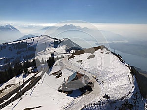 Rigi Staffel Skiing Area or Skifahren Rigi Staffel near Lake Lucerne VierwaldstÃÂ¤ttersee and Lake Zug Zugersee