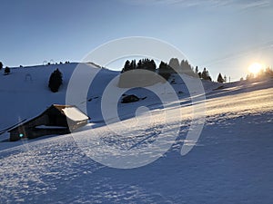 Rigi Staffel Skiing Area or Skifahren Rigi Staffel near Lake Lucerne VierwaldstÃÂ¤ttersee and Lake Zug Zugersee