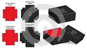Rigid box packaging die cut template 3D mockup photo