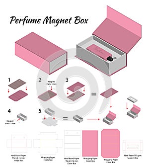 Rigid Box For Perfume Mockup with Dieline