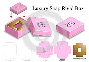 Rigid box for soap mockup with dieline