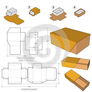 Rigid Box top and bottom hard board paper thicknes 1.75mm Internal measurement 16.8 x 10.6+ 5.8 cm and Die-cut Pattern.