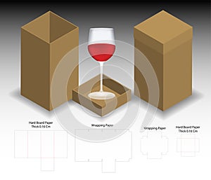 Rigid box for wine glass mockup with dieline