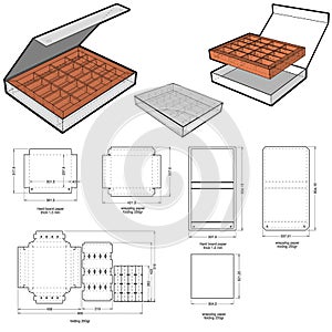 Rigid Magnet Box Template Internal measurement 30x23+4cmand Die-cut Pattern