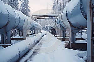 Rigid Winter metal pipes. Generate Ai