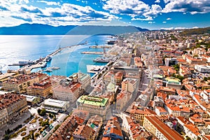 Rijeka city center and waterfront aerial view photo