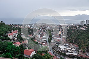 Rijeka Croatia city view from the top of the mountain Trsat Fortress