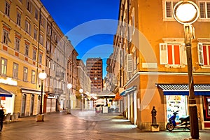 Rijeka main square Korzo evening view photo