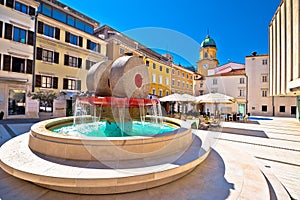 Rijeka square and fountain view photo