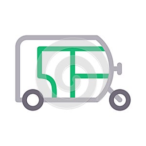 Rikshaw thin color line vector icon