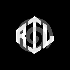 RIL letter logo design with polygon shape. RIL polygon and cube shape logo design. RIL hexagon vector logo template white and