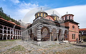 Rila Monastery, monument in the Rila Nature Park mountains in Bulgaria