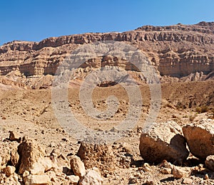 Rim wall of the desert canyon