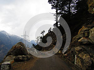 A riming lonely road at kinnaur india