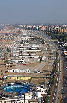 Rimini city and beach Adriatic sea